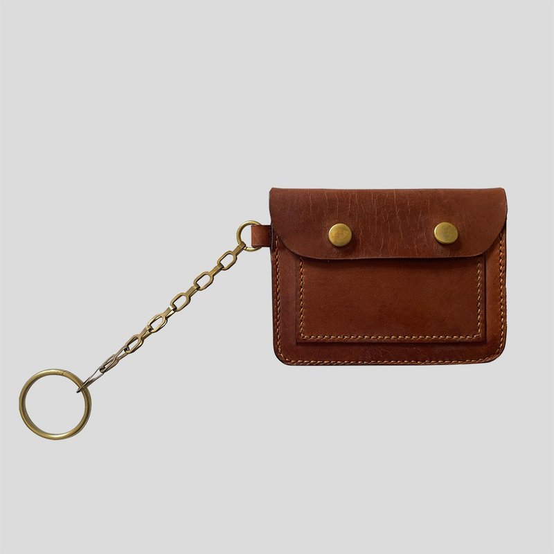 Handmade Leather Card Holder 2.0 Portable Card Holder Vegetable Tanned Leather Brown - กระเป๋าใส่เหรียญ - หนังแท้ สีนำ้ตาล