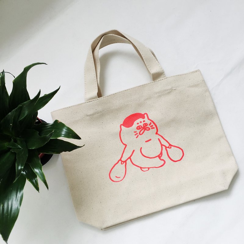 Serigraphy small bag - grocery shopping Goro (phosphor) - Handbags & Totes - Cotton & Hemp Pink