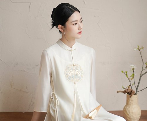 初蟬 新中式刺繡 仙氣飄逸旗袍中國風洋裝