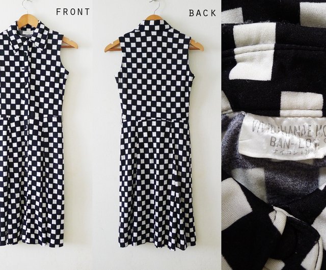 70s Vivid Hanae Mori Ban-Lon black and white graphic print