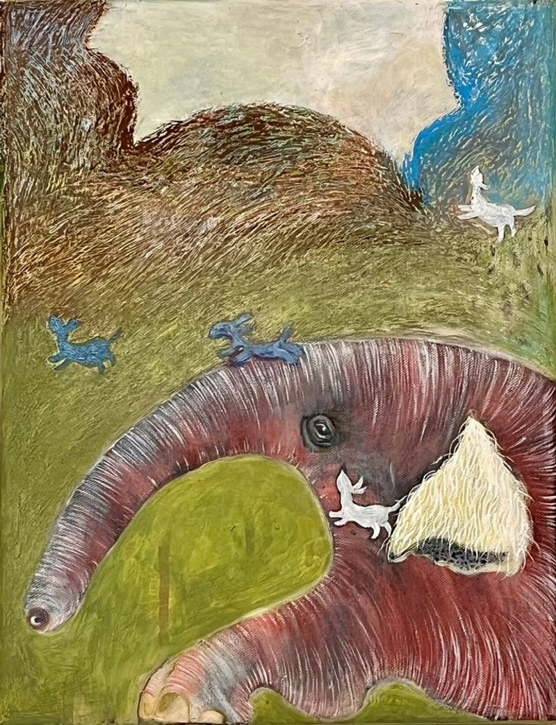 Shima Mori's Hand-Painted Artwork /\\ Elephant - โปสเตอร์ - ผ้าฝ้าย/ผ้าลินิน 