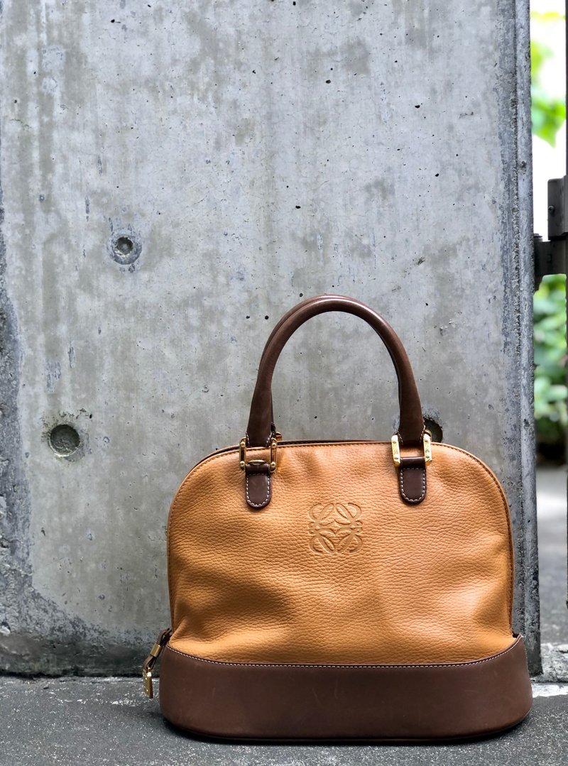 【 日本直送　名牌中古包 】LOEWE ロエベ  アナグラム レザー ブガッディ ブラウン vintage ヴィンテージ オールド kp5gpx - 手提包/手提袋 - 真皮 咖啡色