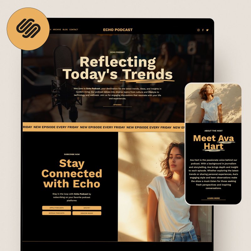 Squarespace Website Podcast Template, Podcaster Website, Editable Website - 圖文模板設計 - 其他材質 