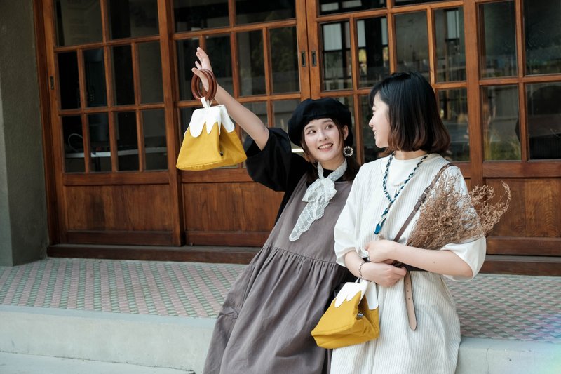 Mount Fuji bag/mustard yellow - Handbags & Totes - Cotton & Hemp Orange