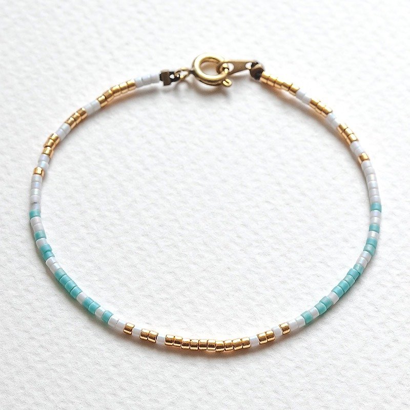 Spain Ocean Golden Boximiya style Bronze buckle bracelet fine "small chain club" BMK004 - Bracelets - Glass 