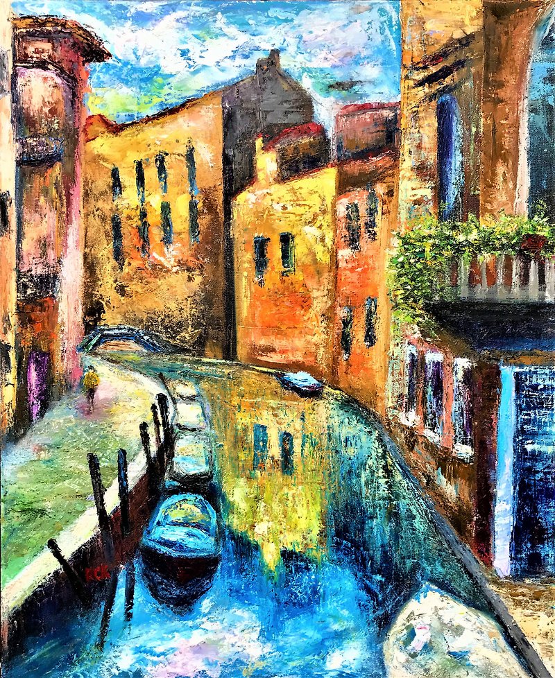 Oil Painting Water City Free Shipping Painting Murals Decorative Paintings Heali - Posters - Cotton & Hemp Multicolor