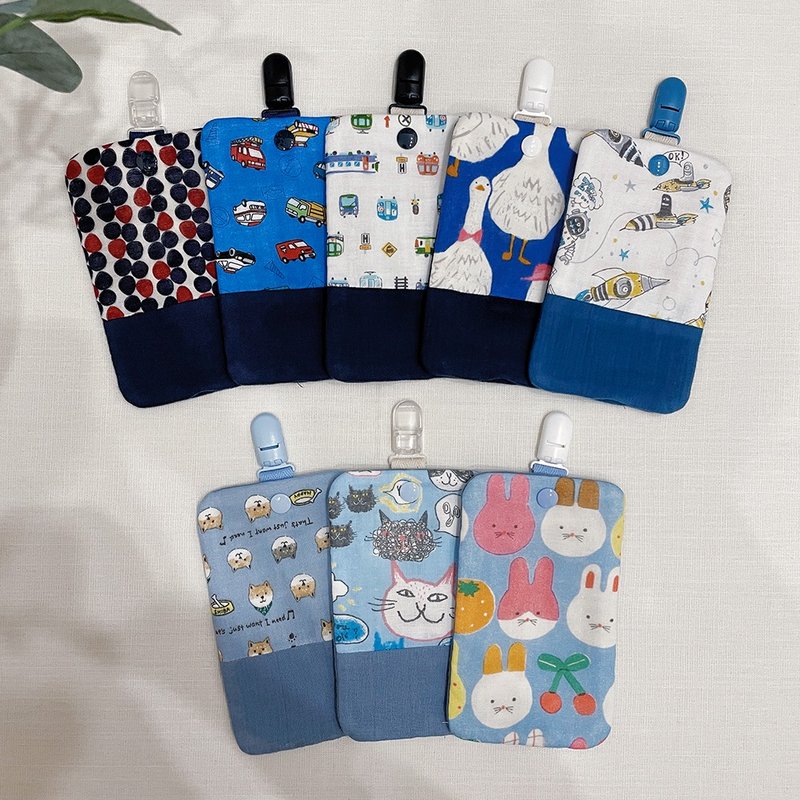 [Ready stock] Detachable handkerchief holder, long version, kindergarten, handmade - Bibs - Cotton & Hemp Blue