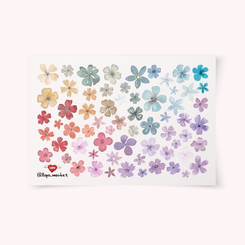 pastel flower_matte coated pet sticker - สติกเกอร์ - กระดาษ 