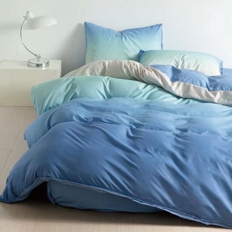 漸層藍綠 台灣製 舒柔棉 單人/雙人/加大 薄床包被套組 - 寢具/床包 - 其他材質 