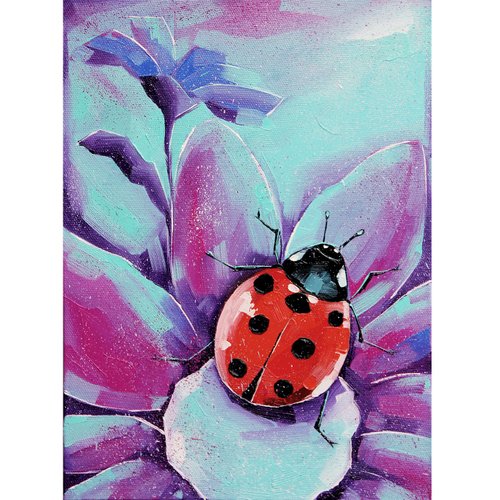 お花畑とてんとう虫のビーズ刺繍フレームアート　ハンドメイド お花畑とてんとう虫のビーズ刺繍フレームアート ハンドメイド