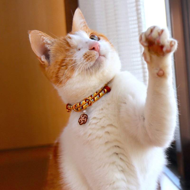【COLLAR】Cinnamon -Japanese kumihimo cat collar with safety magnet - ปลอกคอ - วัสดุอื่นๆ สีนำ้ตาล