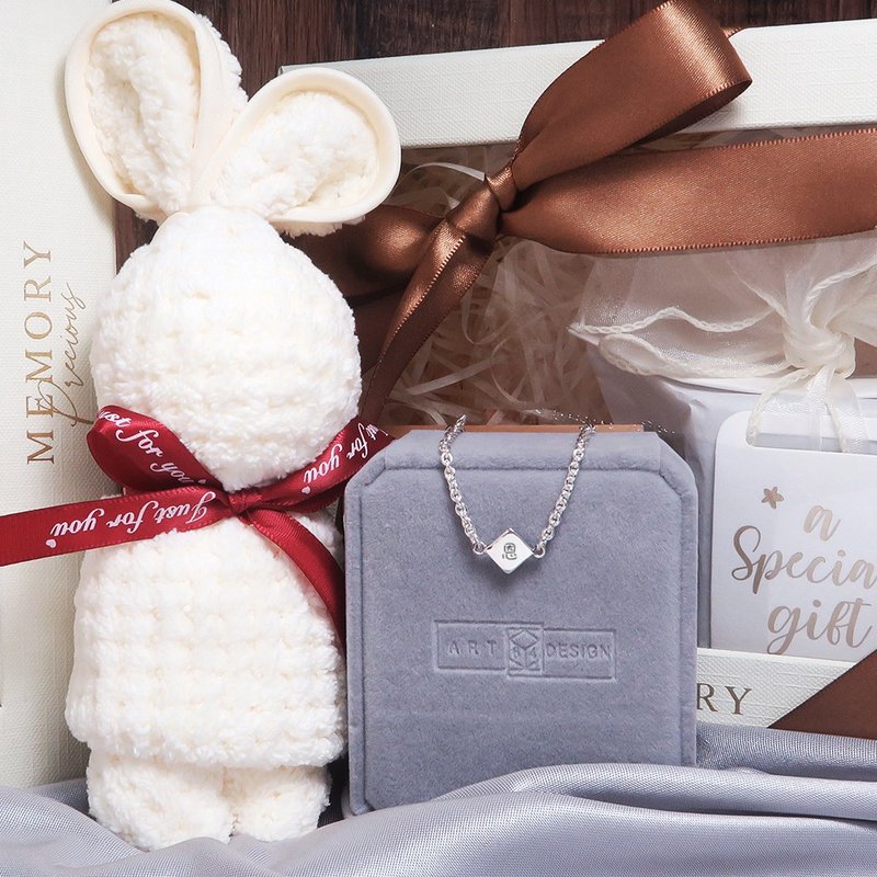 純銀可刻字 彌月禮盒 小巧方塊 兒童手鍊 寶寶手鍊 客製化禮物 - 彌月禮盒 - 純銀 銀色