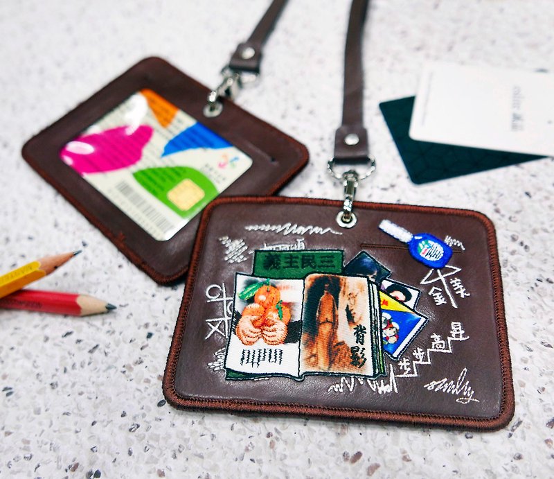 Leather ID card holder embroidery textbook - ID & Badge Holders - Faux Leather Multicolor