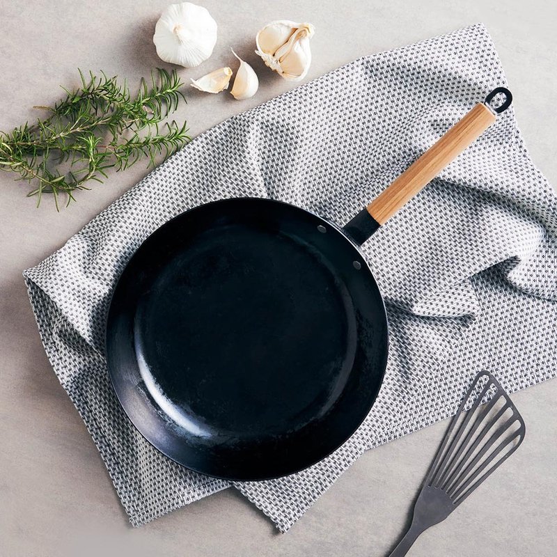 日本like-it 日製多功能平底鐵鍋-26cm (附收納架) - 鍋子/烤盤 - 其他金屬 黑色