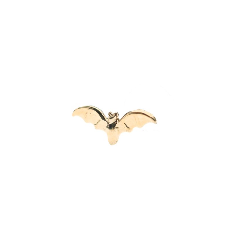 Pure 14K lucky bat bead earrings (single) ear bone and ear socket will not fade - Earrings & Clip-ons - Precious Metals Gold