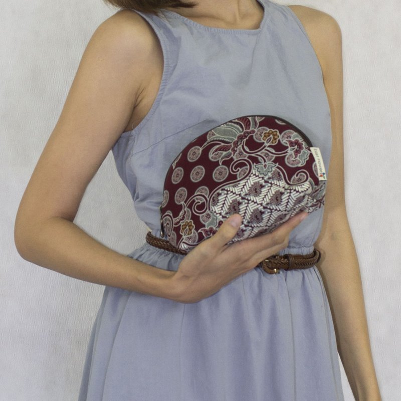 バティック パターン キャンバス コスメティック バッグ、C107-MR5 - ポーチ - コットン・麻 レッド