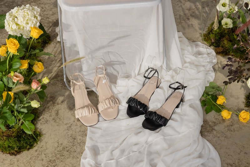 【I called Love】少女的詩篇 / 雲朵抓皺低跟涼鞋 - 涼鞋 - 防水材質 粉紅色