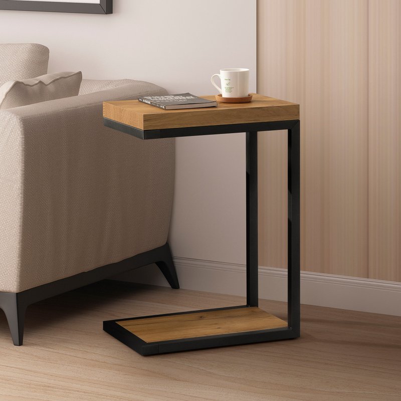 Double-layer small side table golden oak color (Yabode) home decoration - โต๊ะอาหาร - ไม้ สีเหลือง