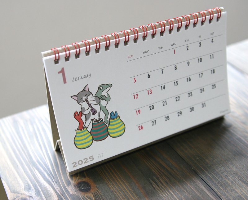 2025 Cat and Frog Desk Calendar - Calendars - Paper White