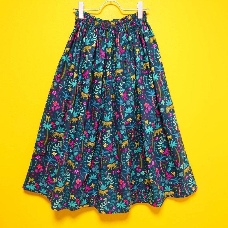 【受注制作】 Safari skirt / Free size / USA fabric / 日本製 / - 裙子/長裙 - 棉．麻 綠色