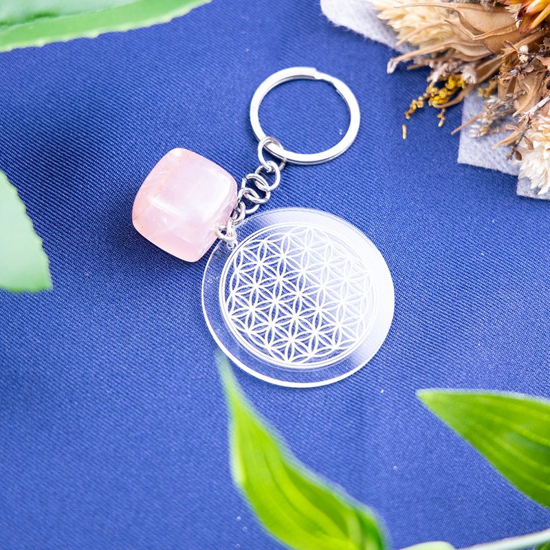 生命之花吊飾手機吊飾鑰匙圈能量石青金石粉晶白水晶紫水晶黑曜石 - 其他 - 樹脂 