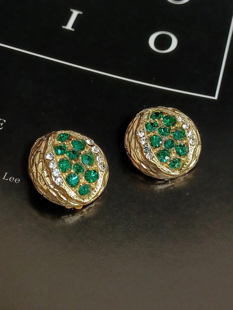 vintage jewelry  典雅金色阿拉伯風格 萊茵 夾式耳環 - 耳環/耳夾/耳骨夾 - 其他金屬 