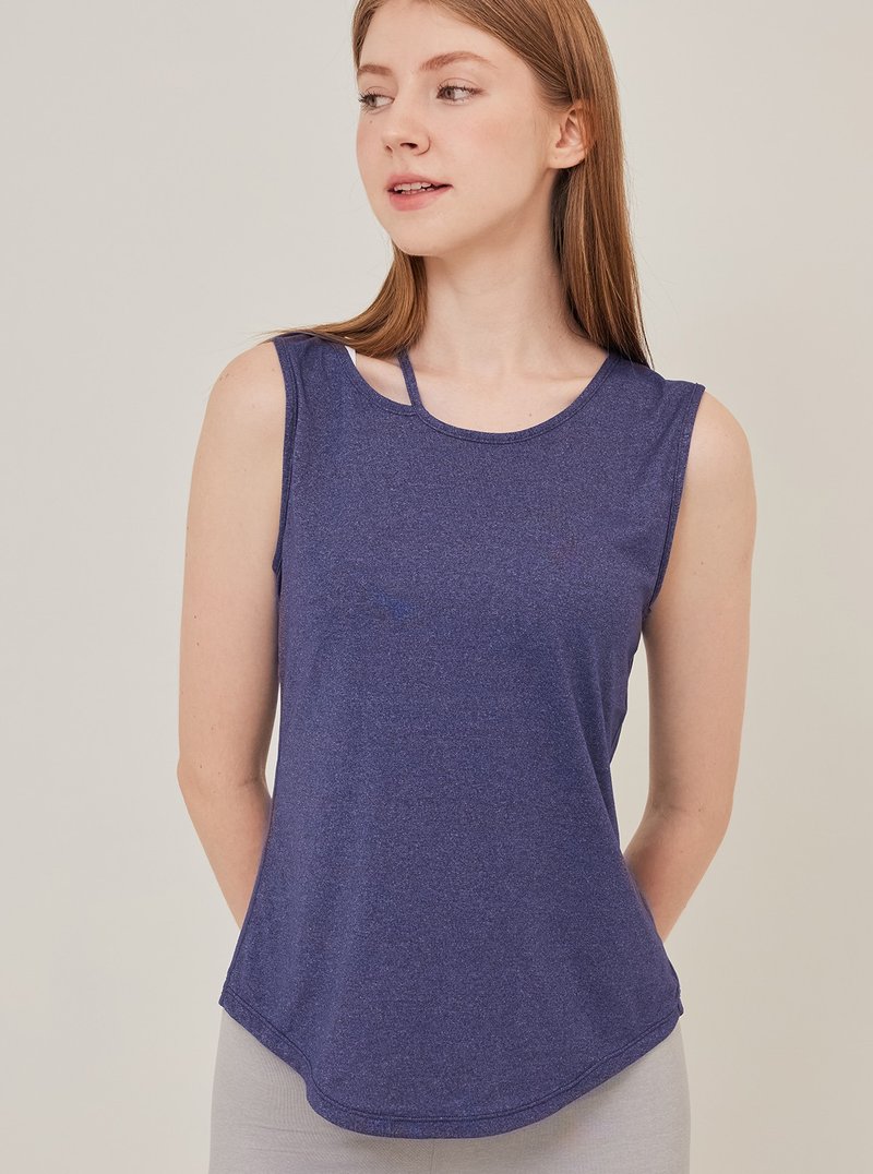 【S2N】MAGIC LIGHT Simple Design Sleeveless Blouse_Navy T232 - Women's Yoga Apparel - Nylon 