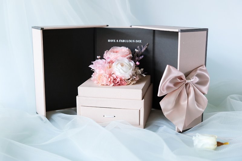 [フラワーボックス]ピンク/ホワイト/永遠の花/枯れないギフト/結婚フラワーボックス - ギフトボックス - 寄せ植え・花 ピンク