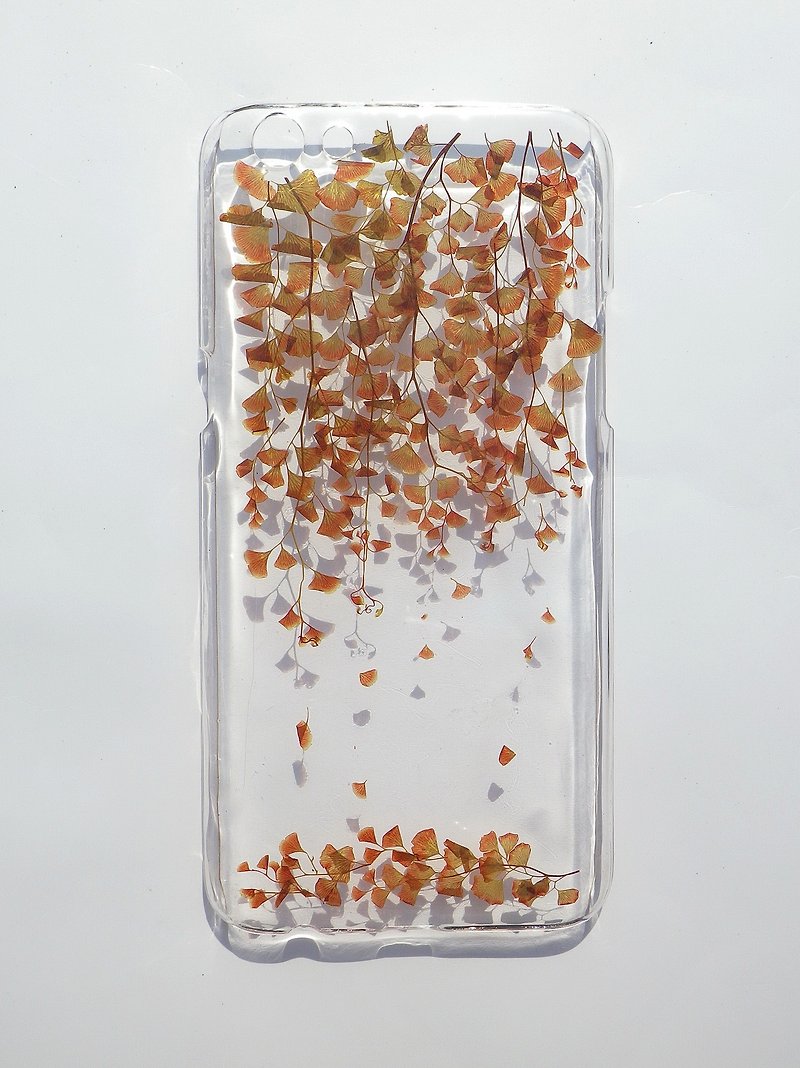 Handmade phone case, Pressed leaves with nature, OPPO R9 PLUS, Fall - เคส/ซองมือถือ - พลาสติก สีนำ้ตาล