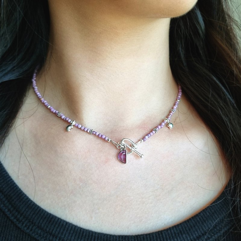 Purple Dream - Phosphosiderite Amethyst Silver Heart Necklace - 項鍊 - 純銀 紫色
