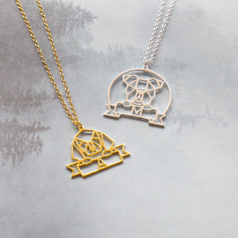 Custom Dog Necklace, Memorial gift for Pet lover Geometric Logo Style - 項鍊 - 其他金屬 金色
