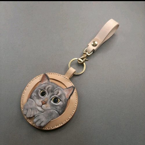 uriah 手工皮具店 uriah手工皮革 客製手工皮雕彩繪寵物貓咪狗包包掛飾鑰匙圈 紀念