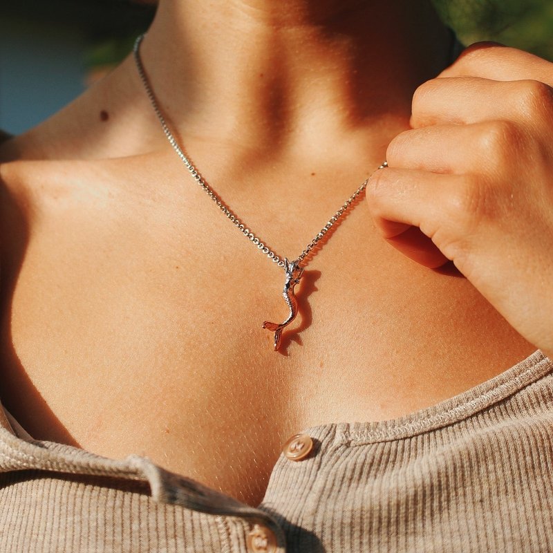 Ossidabile Ocean Collection Necklace | Italian Handmade Jewelry | Mermaid | Whale tail | Diving - Necklaces - Other Metals Silver