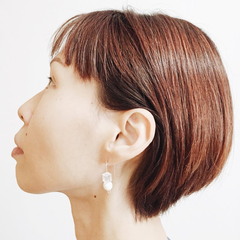 Sculptural Earrings - Moon Drop - Earrings & Clip-ons - Acrylic White