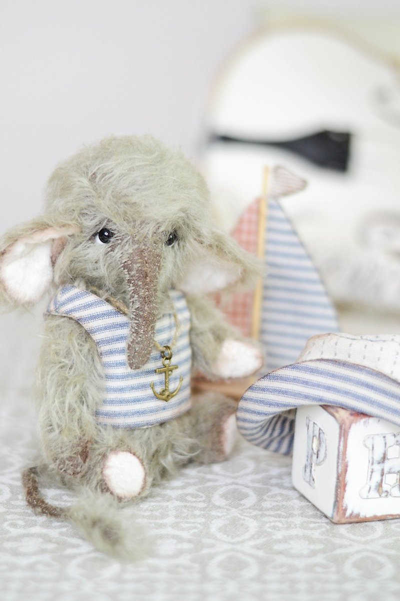 Teddy elephant Sailor - Stuffed Dolls & Figurines - Wool Gray
