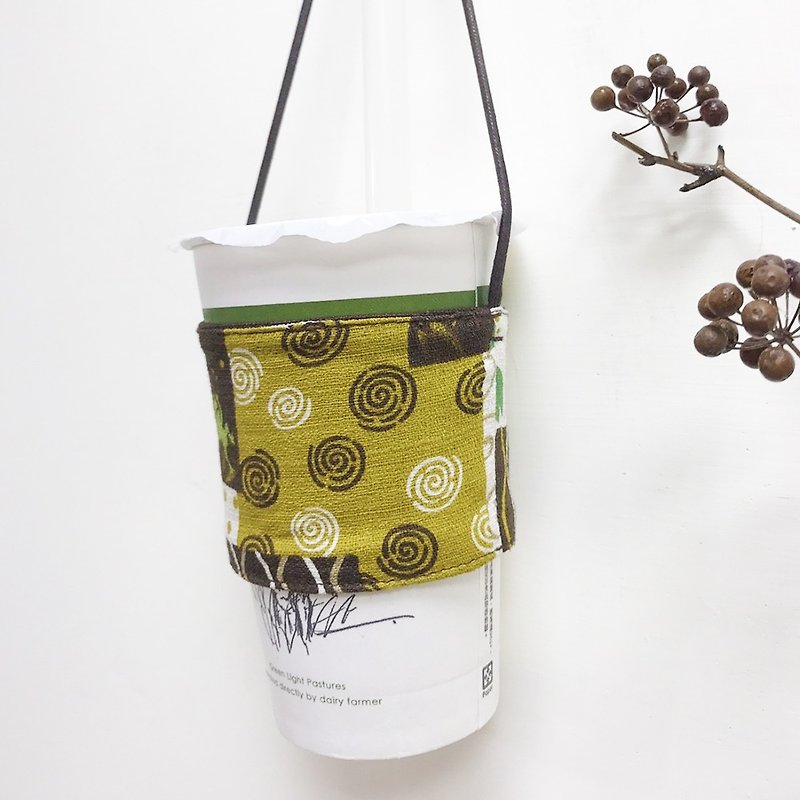 Frogs beverage hand bag - ถุงใส่กระติกนำ้ - ผ้าฝ้าย/ผ้าลินิน สีเหลือง