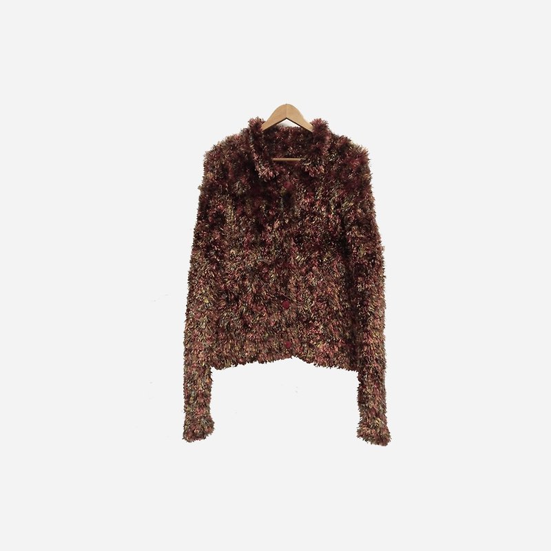 Dislocated vintage / soft wool knitted sweater cardigan no.321E1 vintage - เสื้อแจ็คเก็ต - วัสดุอื่นๆ สีนำ้ตาล