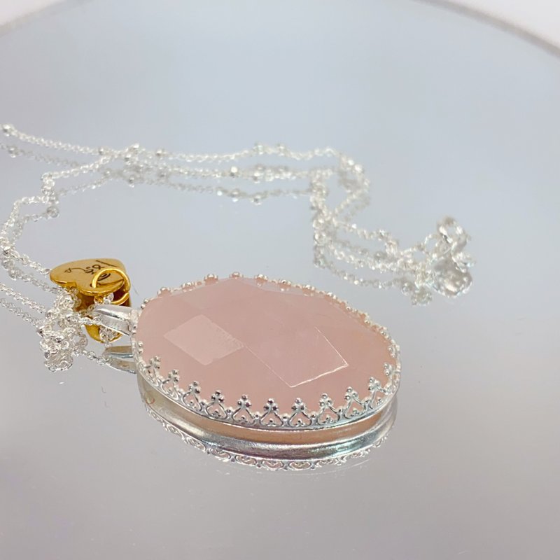 A perfect relationship - Pink Quartz PINK QUARTZ - Lace Metalworking Series - Necklaces - Silver Pink