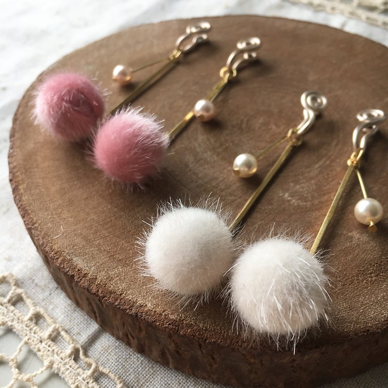 Warm fur ear clip earrings (four colors) - Earrings & Clip-ons - Other Metals Multicolor