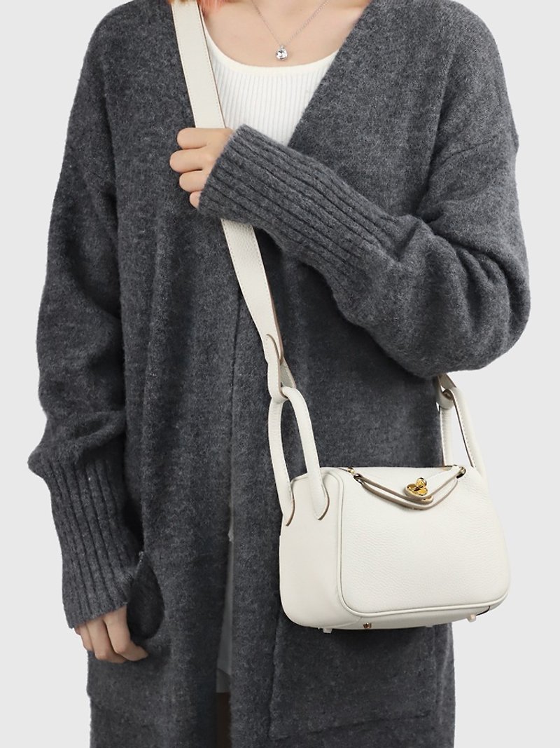 Mini Women's Crossbody Shoulder Bag Soft Genuine Leather Handbag - กระเป๋าแมสเซนเจอร์ - หนังแท้ ขาว