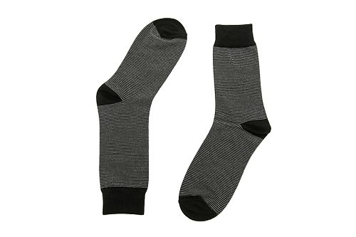 ORINGO 林果良品 細橫條紋紳士襪 黑色