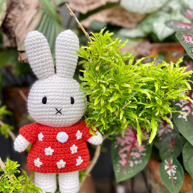 オランダ Just Dutch | Miffy ミッフィー人形と彼女の赤い花のドレス - 人形・フィギュア - コットン・麻 レッド