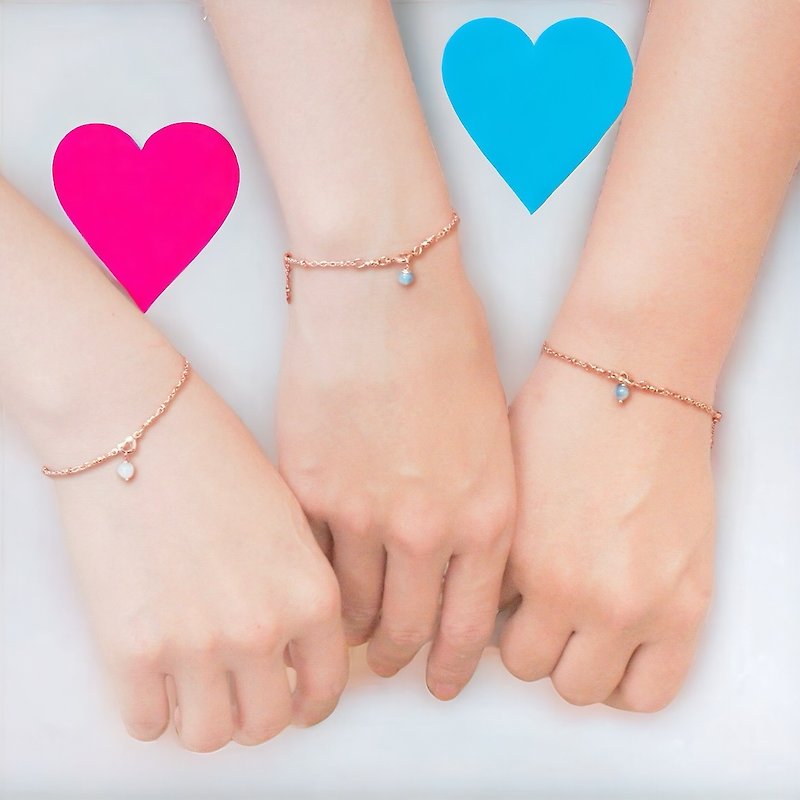 New Year's gift*Girlfriend gift*Rose Aquamarine The One bracelet*Bridesmaid's bracelet (1 set) - สร้อยข้อมือ - เครื่องเพชรพลอย 