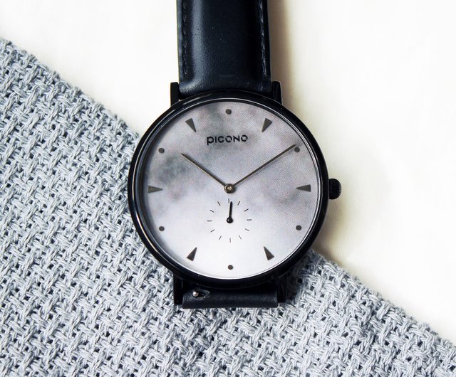 PICONO】A week collection black leather strap watch / AW-7607