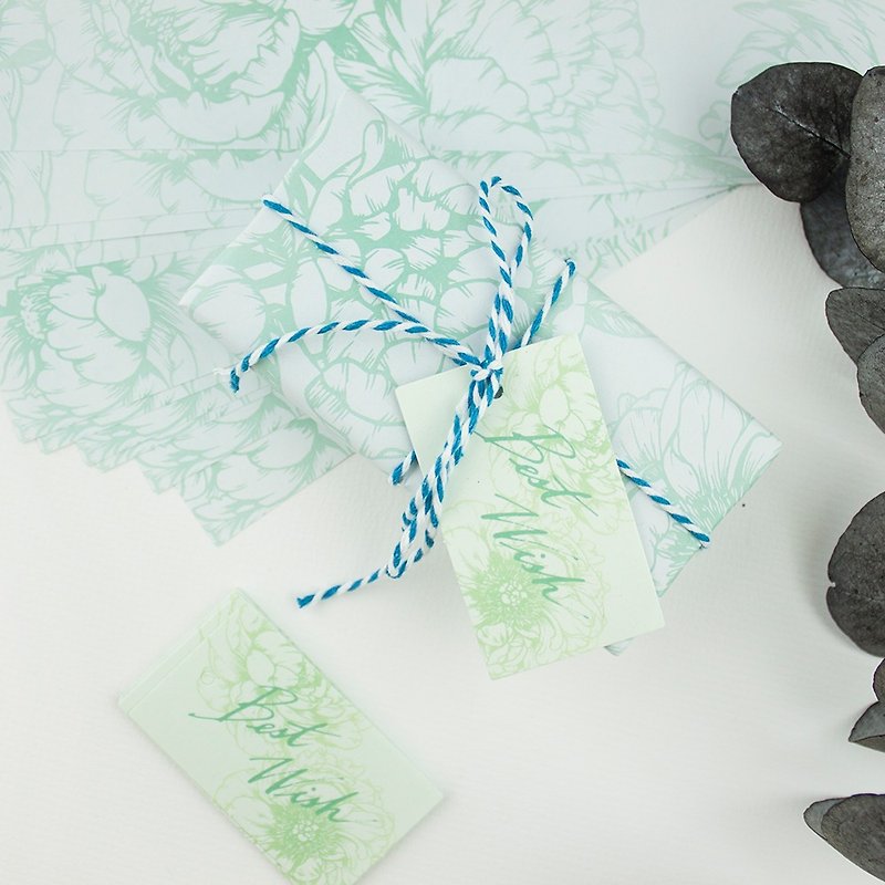 A4 Wrapping paper & Grateful label - White Peony -10 sheets - งานไม้/ไม้ไผ่/ตัดกระดาษ - กระดาษ ขาว