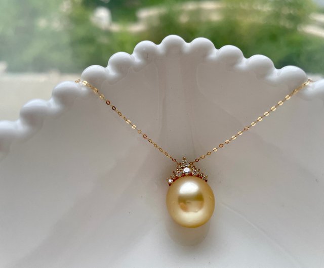 Snow Queen~Natural Seawater Pearl South Sea ゴールドシルバーペンダント - ショップ アテナパールデザイン  ネックレス - Pinkoi