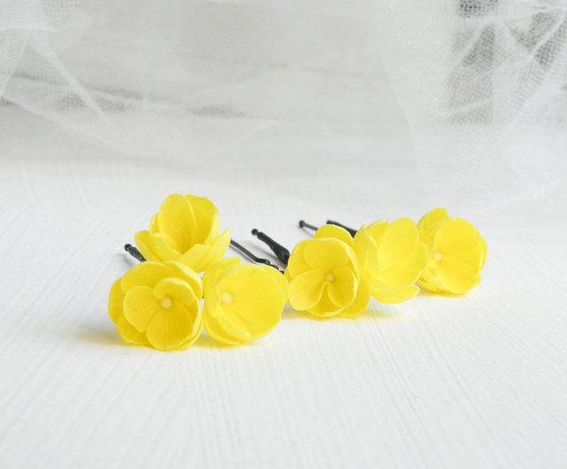 Wedding hair clearance accessories yellow flower