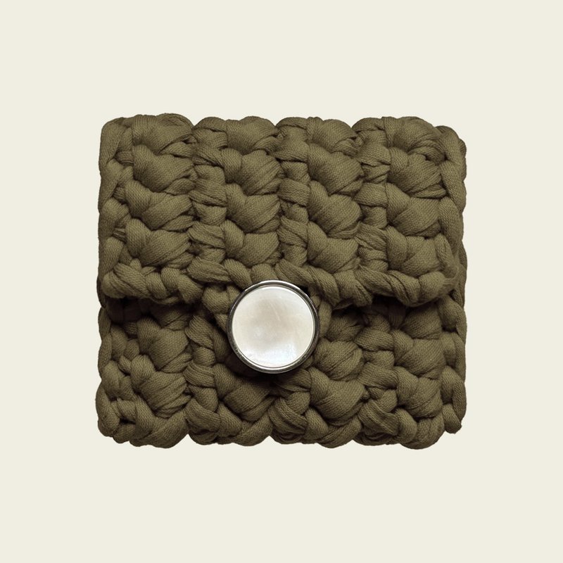 ontheblue button case _khaki - 皮夾/長短夾/錢包 - 棉．麻 