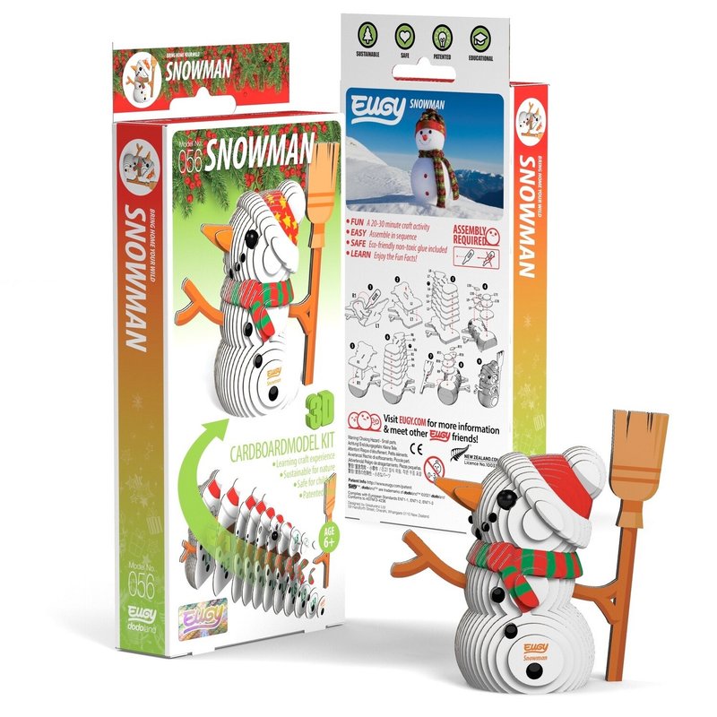 EUGY 3D Cardboard Kit Set Model - 056 Snowman - เกมปริศนา - กระดาษ ขาว