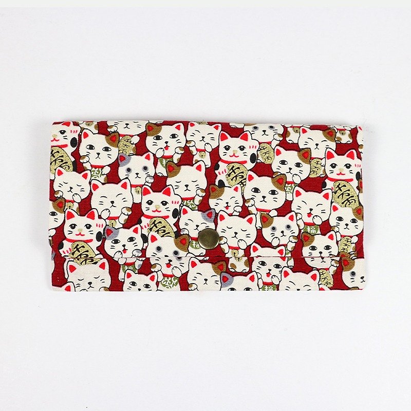 Red Envelope Bag Passbook Cash Storage Bag-Lucky Cat (Red) - Chinese New Year - Cotton & Hemp Red